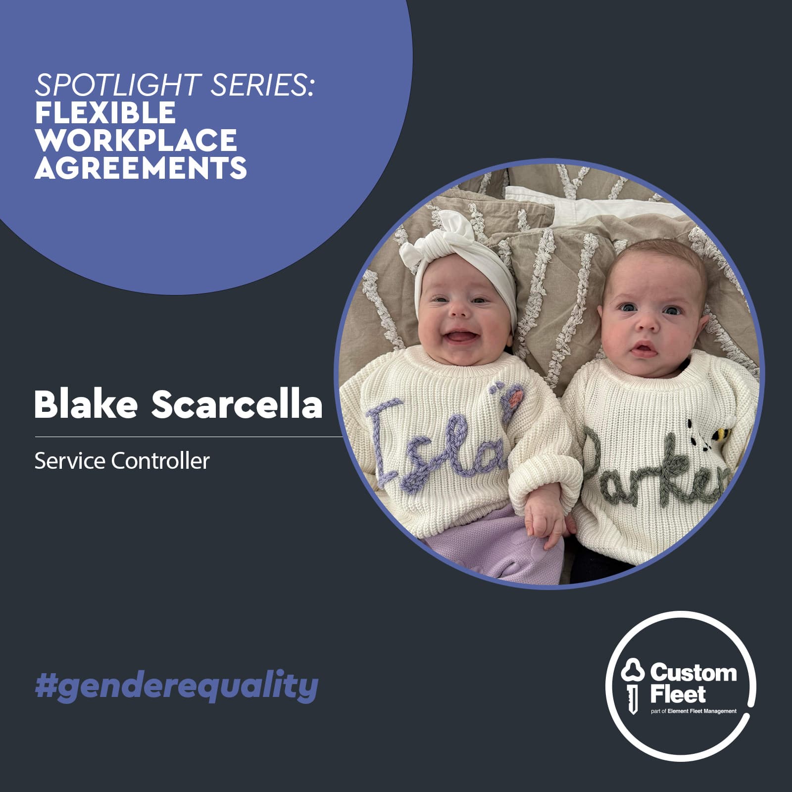 Hero image contains the title 'Spotlight on Flexible Workplace Agreements (FWA) in practice' and includes a photo of twin babies. Hero image contains the title 'Spotlight on Flexible Workplace Agreements (FWA) in practice' and includes a photo of twin babies.