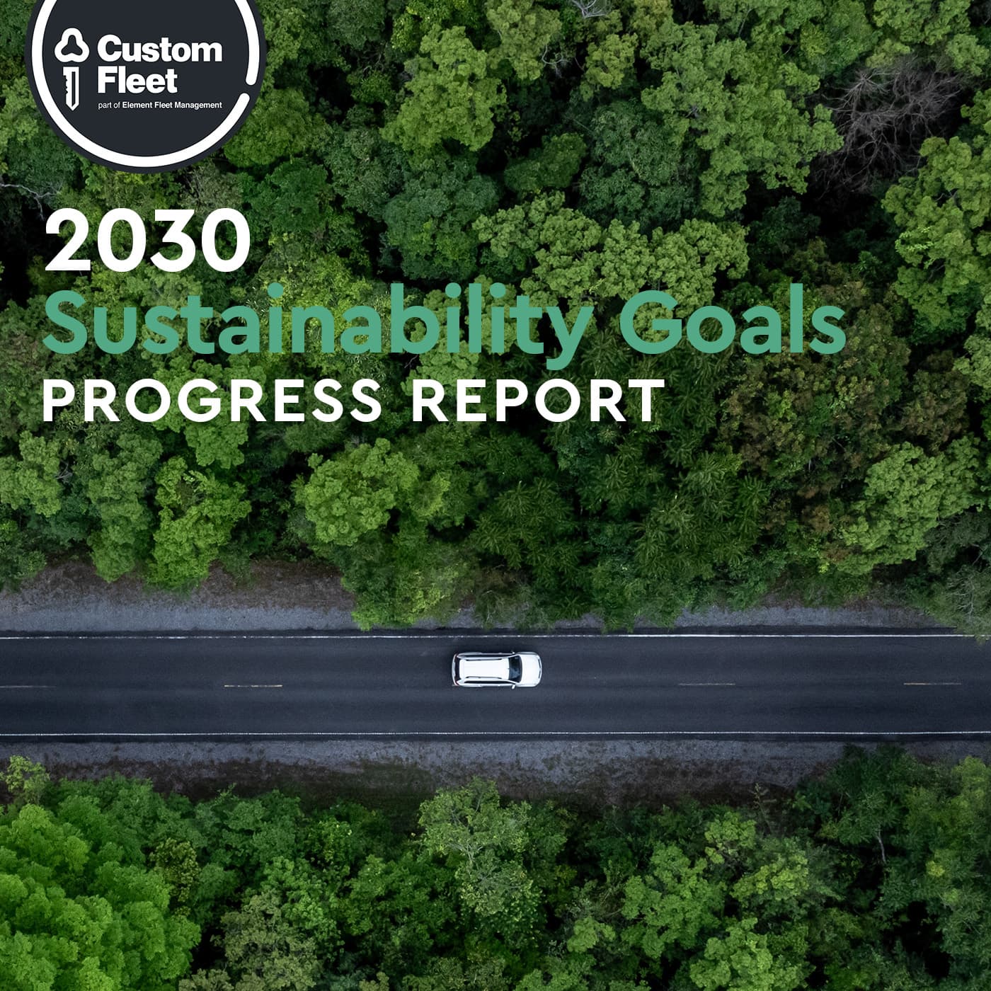 The hero image shows a single car driving through a forest. Overlaid are the words “2030 Sustainability Goals Progress Report September 2025”. The hero image shows a single car driving through a forest. Overlaid are the words “2030 Sustainability Goals Progress Report September 2025”.