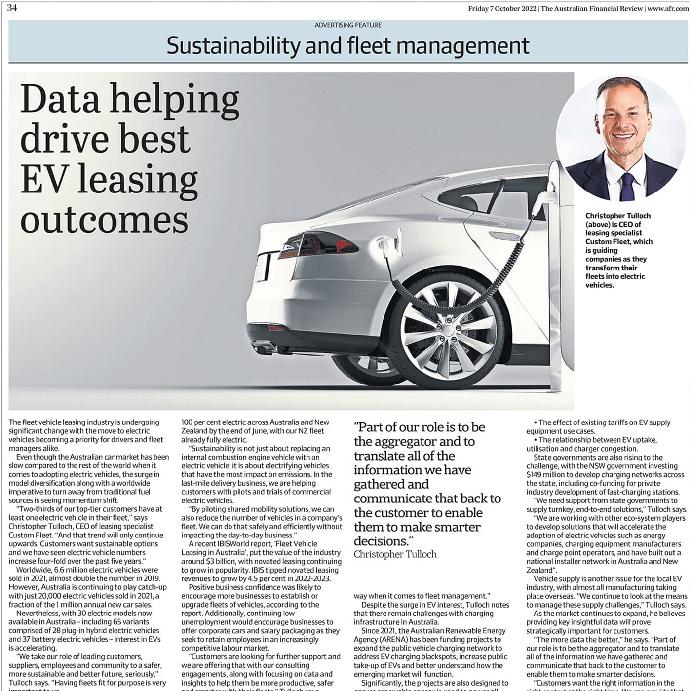 A snippet of the print media article in the Australian Financial Review. A snippet of the print media article in the Australian Financial Review.