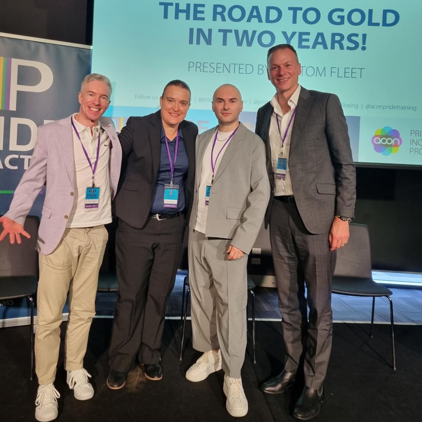 Custom Fleet team members celebrating our work for LGBTQIA+ inclusion and achieving the AWEI Gold certification. Custom Fleet team members celebrating our work for LGBTQIA+ inclusion and achieving the AWEI Gold certification.